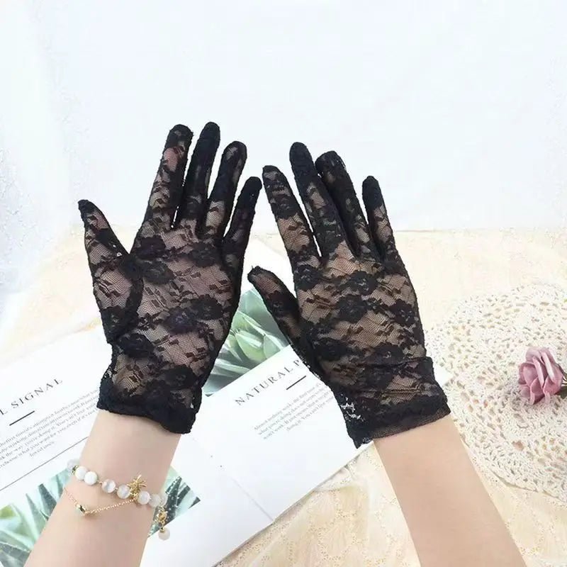 Floral Embroidered Sheer Tulle Bridal Gloves - Luzilly Bridal & Apparel