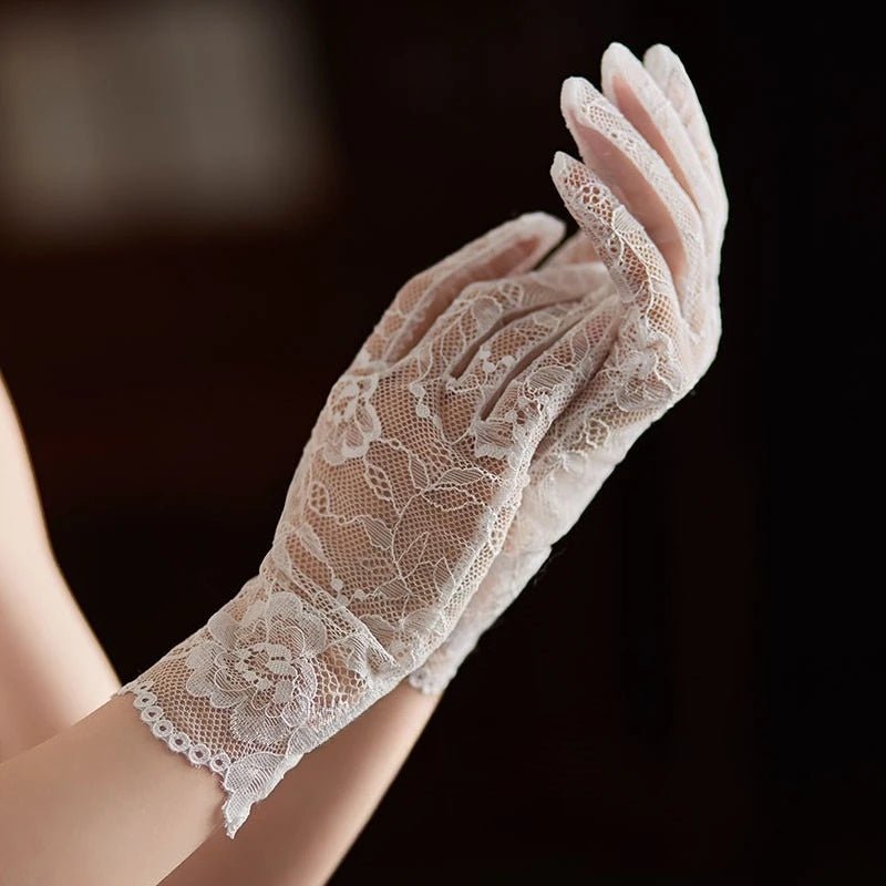 Floral Embroidered Sheer Tulle Bridal Gloves - Luzilly Bridal & Apparel