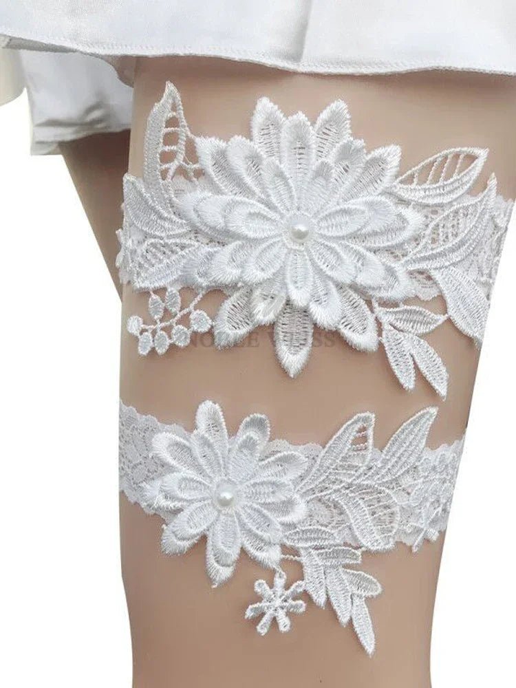 Floral Embroidery Lace Bridal Garter Set (Keepsake and Toss) - Luzilly Bridal & Apparel
