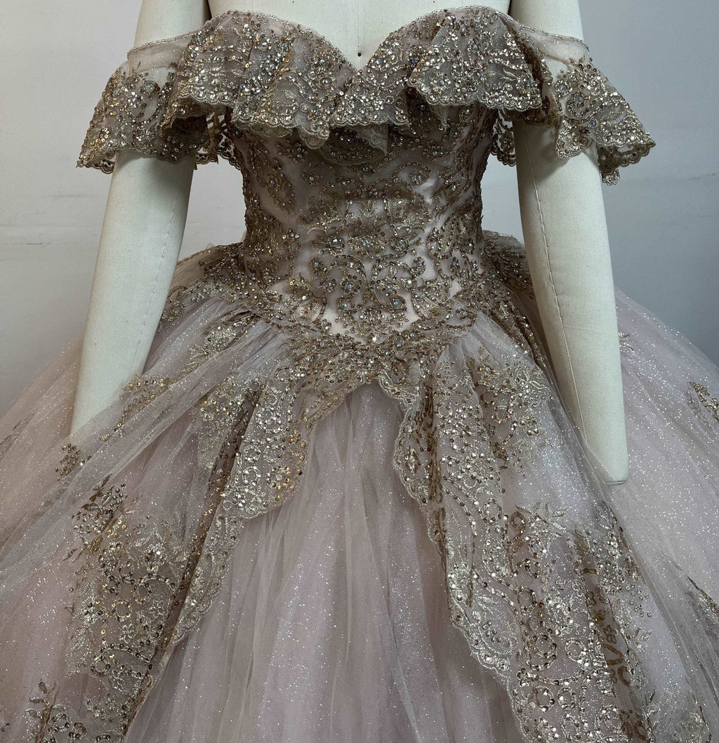 Floral Glitter Quinceañera Ball Gown - Luzilly Bridal & Apparel