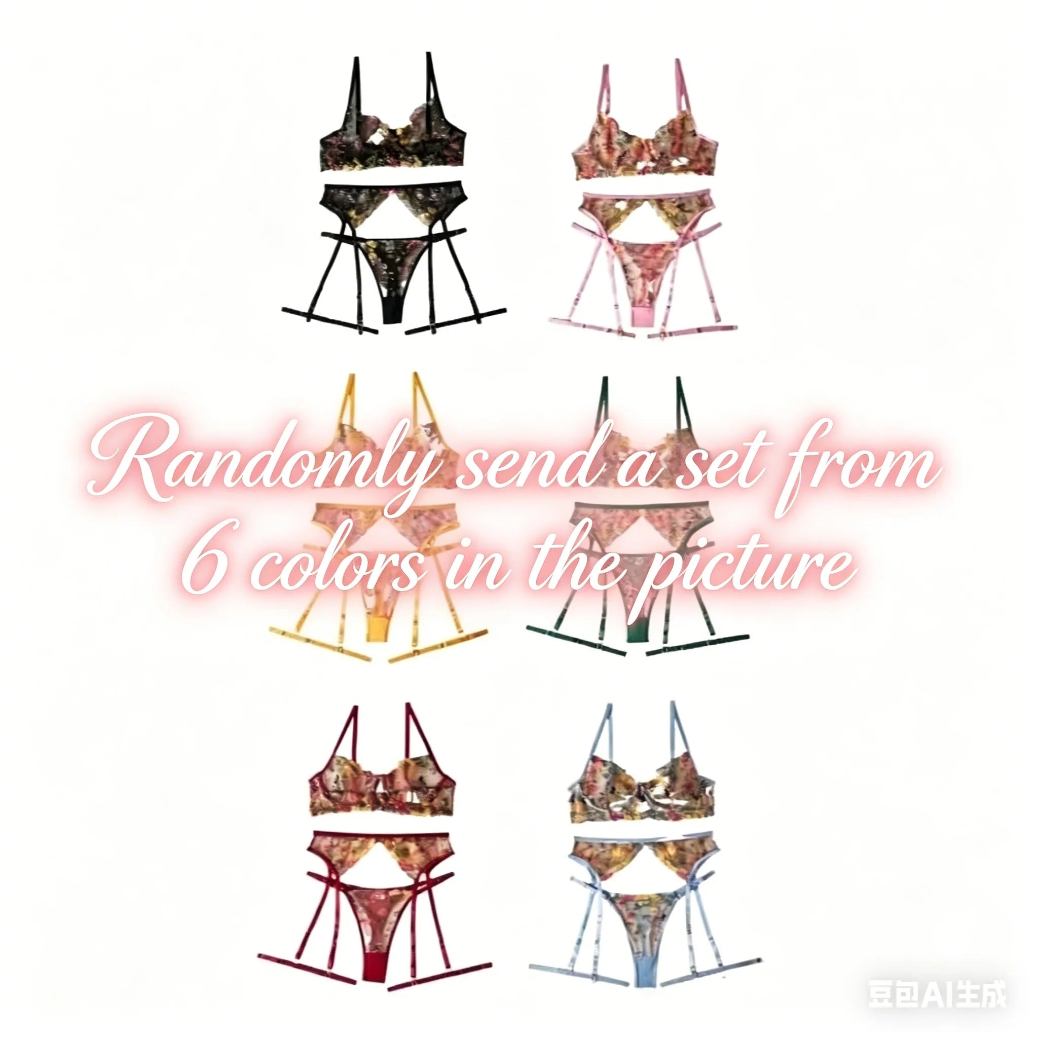Floral Lace Bra, Garter Belt & Panty Set - Luzilly Bridal & Apparel