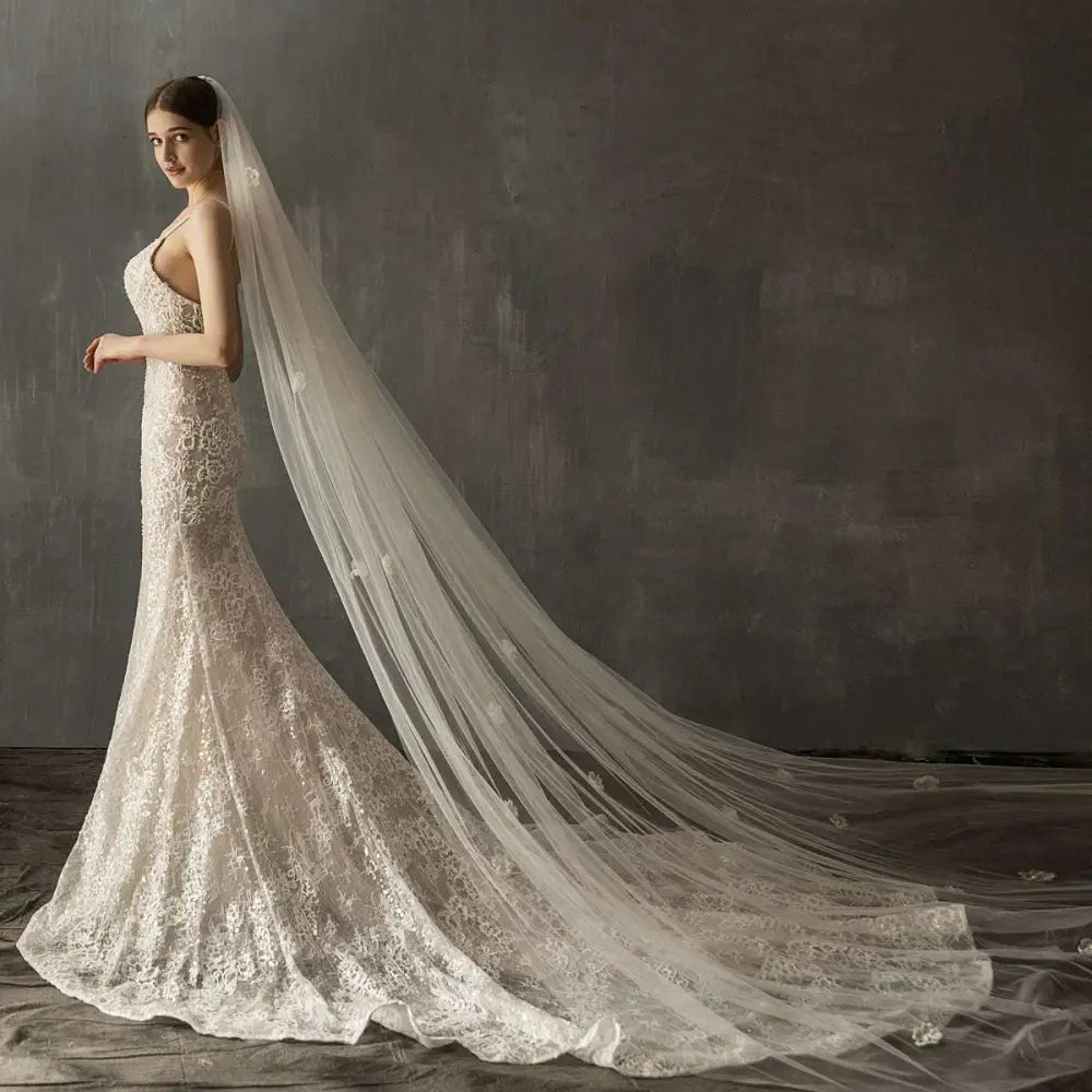 Floral Lace Church Cathedral Veil - Luzilly Bridal & Apparel