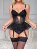 Floral Lace Corset and Garter Set - Luzilly Bridal & Apparel