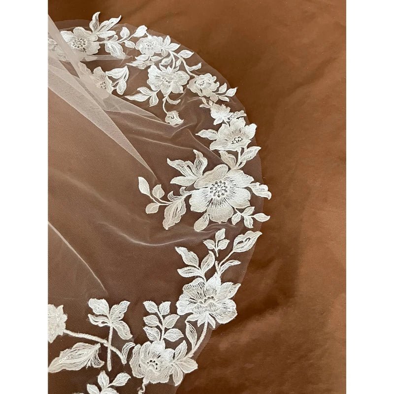 Floral Lace Mantilla Cathedral Wedding Veil - Luzilly Bridal & Apparel