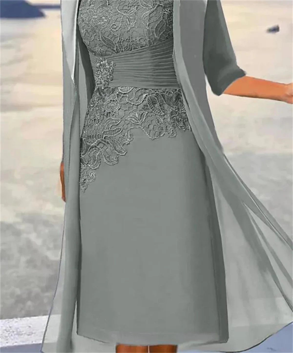 Floral Lace Midi Mother of the Bride Dress with Jacket - Luzilly Bridal & Apparel