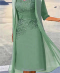 Floral Lace Midi Mother of the Bride Dress with Jacket - Luzilly Bridal & Apparel