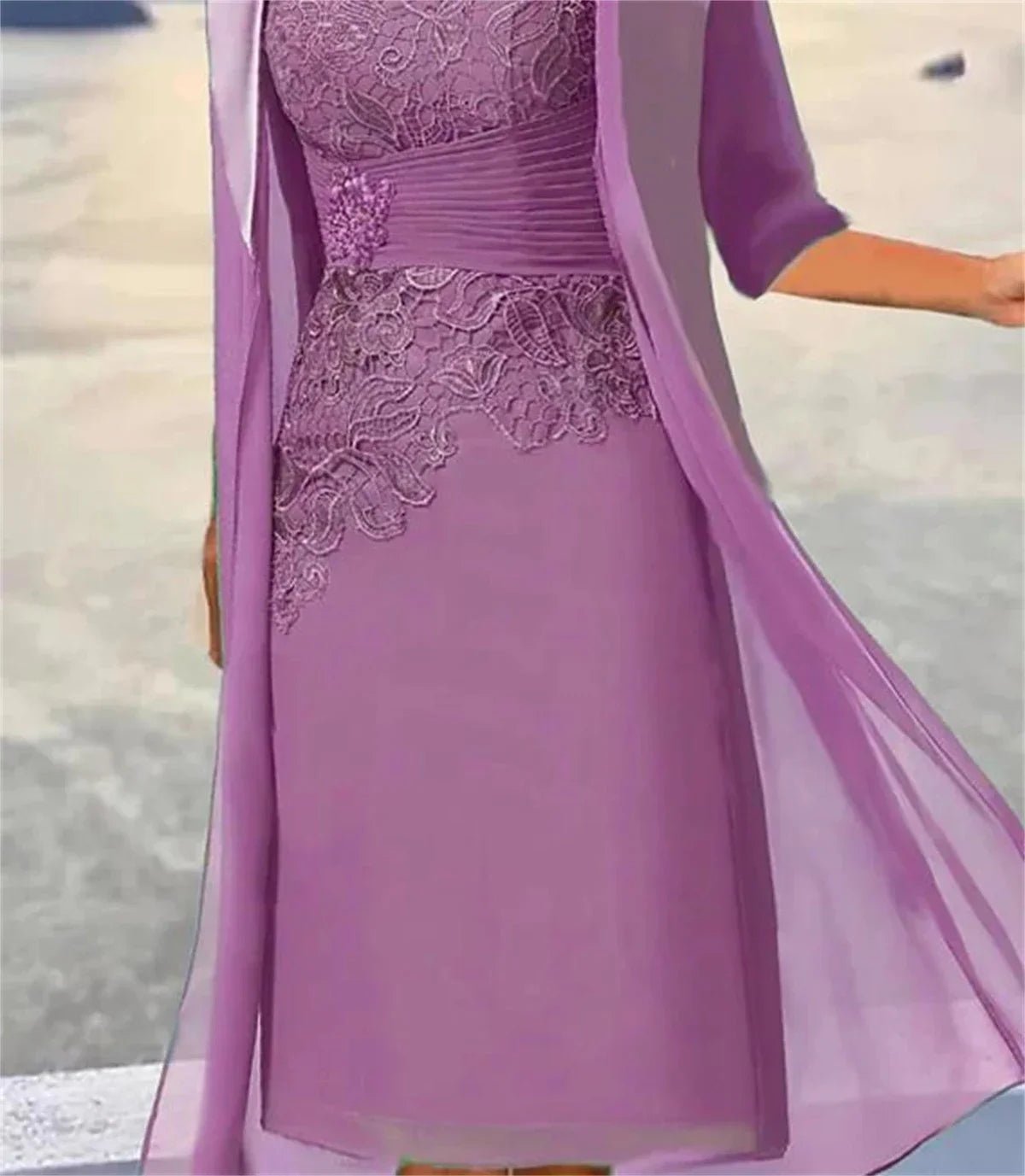 Floral Lace Midi Mother of the Bride Dress with Jacket - Luzilly Bridal & Apparel