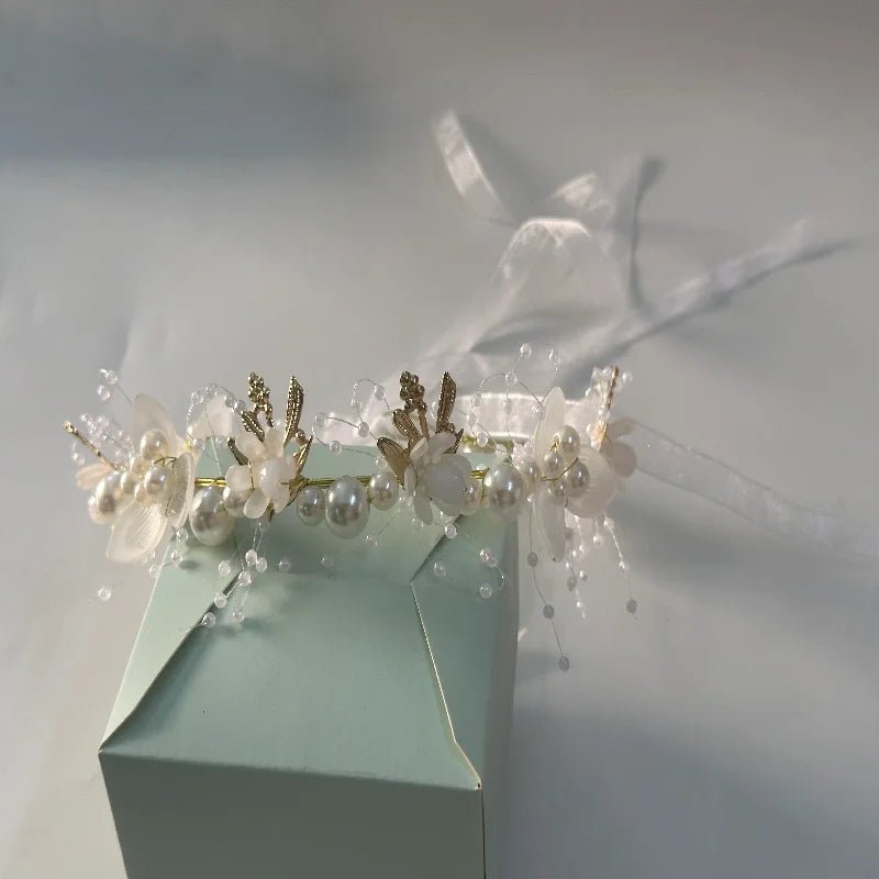 Floral Pearl Crystal Crown Bridal Headband - Luzilly Bridal & Apparel