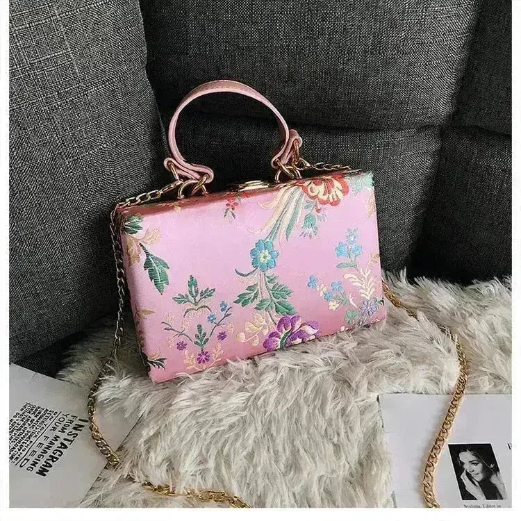 Floral Satin Clutch & Crossbody Bag - Luzilly Bridal & Apparel