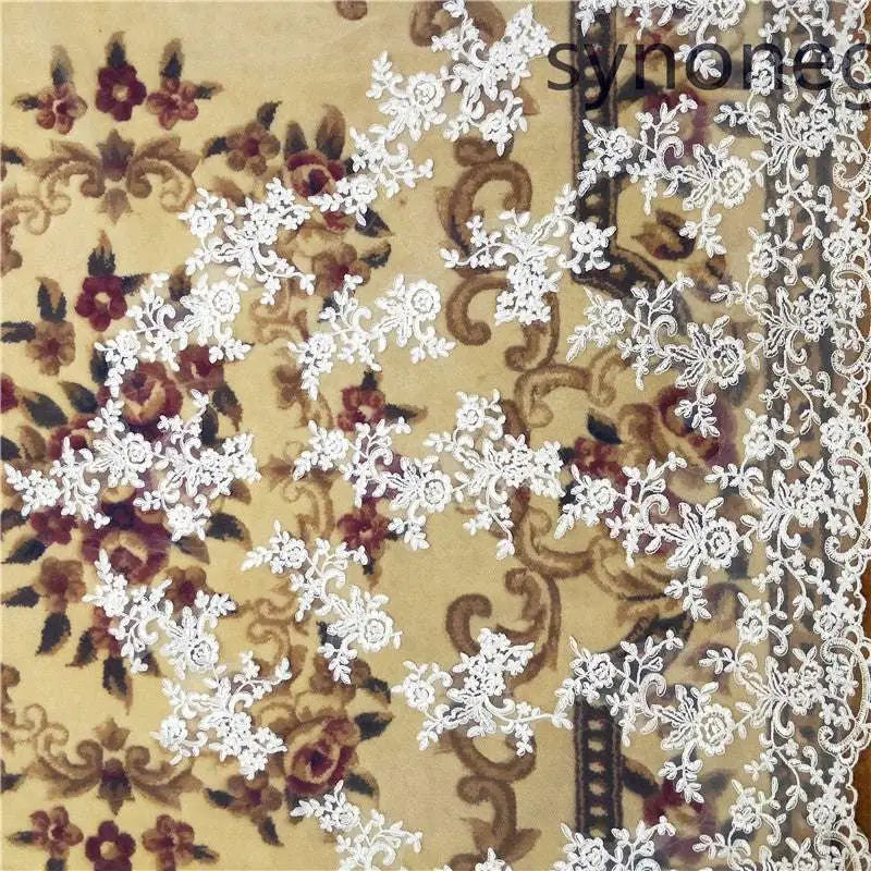Floral Scalloped Cathedral Length Bridal Lace Veil