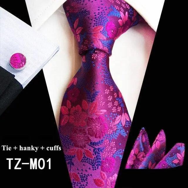 Floral Silk Necktie & Cufflink Set for Men - Luzilly Bridal & Apparel