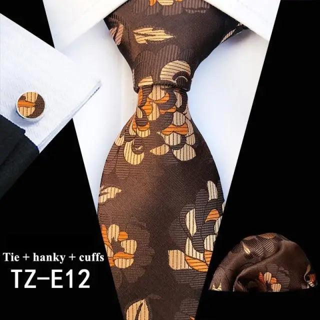 Floral Silk Necktie & Cufflink Set for Men - Luzilly Bridal & Apparel