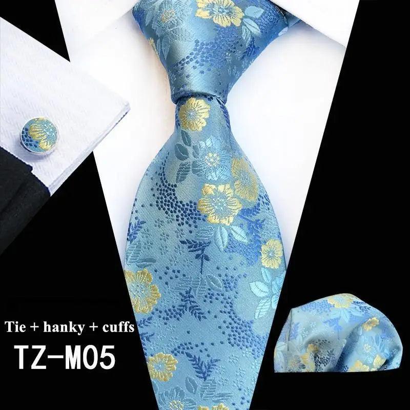 Floral Silk Necktie & Cufflink Set for Men - Luzilly Bridal & Apparel