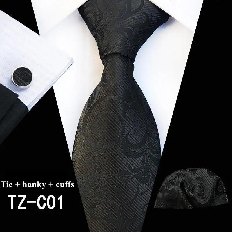 Floral Silk Necktie & Cufflink Set for Men - Luzilly Bridal & Apparel