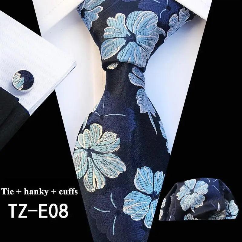 Floral Silk Necktie & Cufflink Set for Men - Luzilly Bridal & Apparel