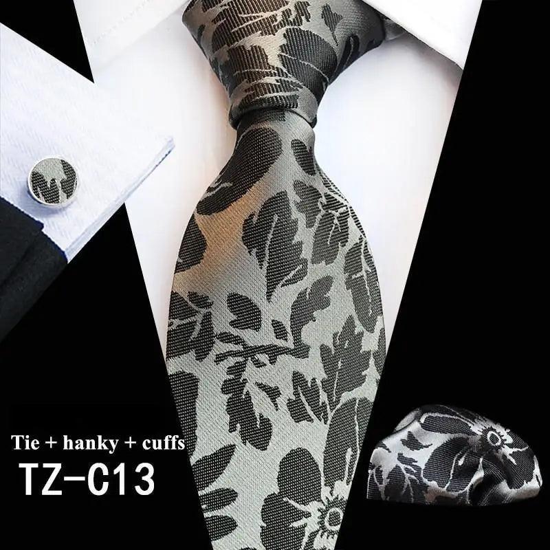 Floral Silk Necktie & Cufflink Set for Men - Luzilly Bridal & Apparel