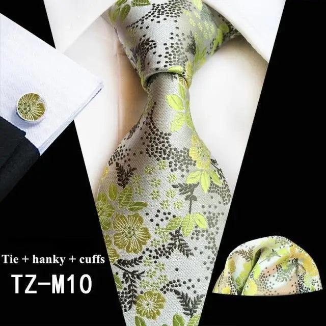 Floral Silk Necktie & Cufflink Set for Men - Luzilly Bridal & Apparel