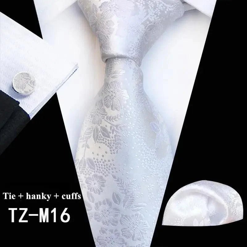 Floral Silk Necktie & Cufflink Set for Men - Luzilly Bridal & Apparel