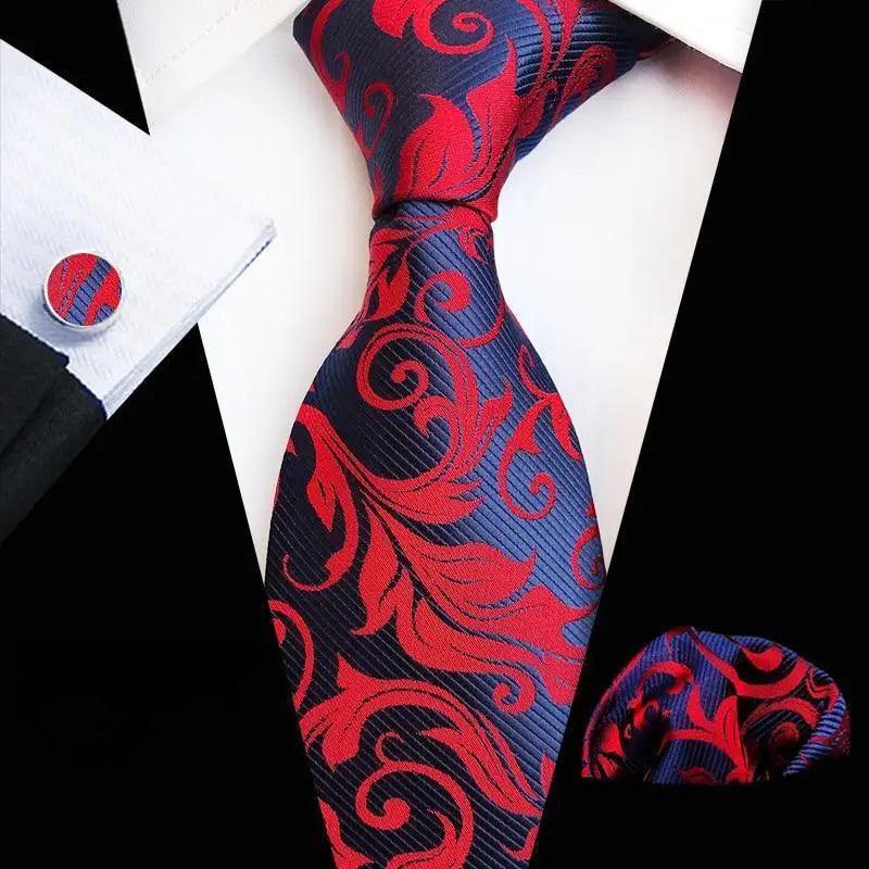 Floral Silk Necktie & Cufflink Set for Men - Luzilly Bridal & Apparel