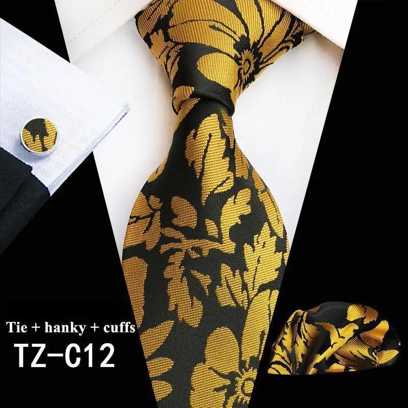 Floral Silk Necktie & Cufflink Set for Men - Luzilly Bridal & Apparel