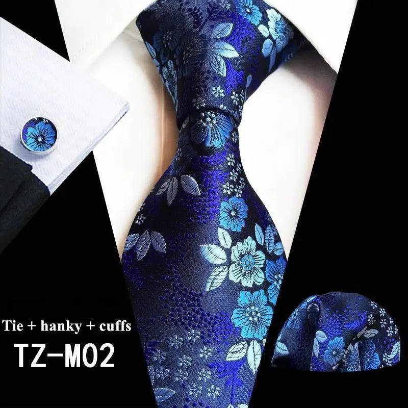 Floral Silk Necktie & Cufflink Set for Men - Luzilly Bridal & Apparel