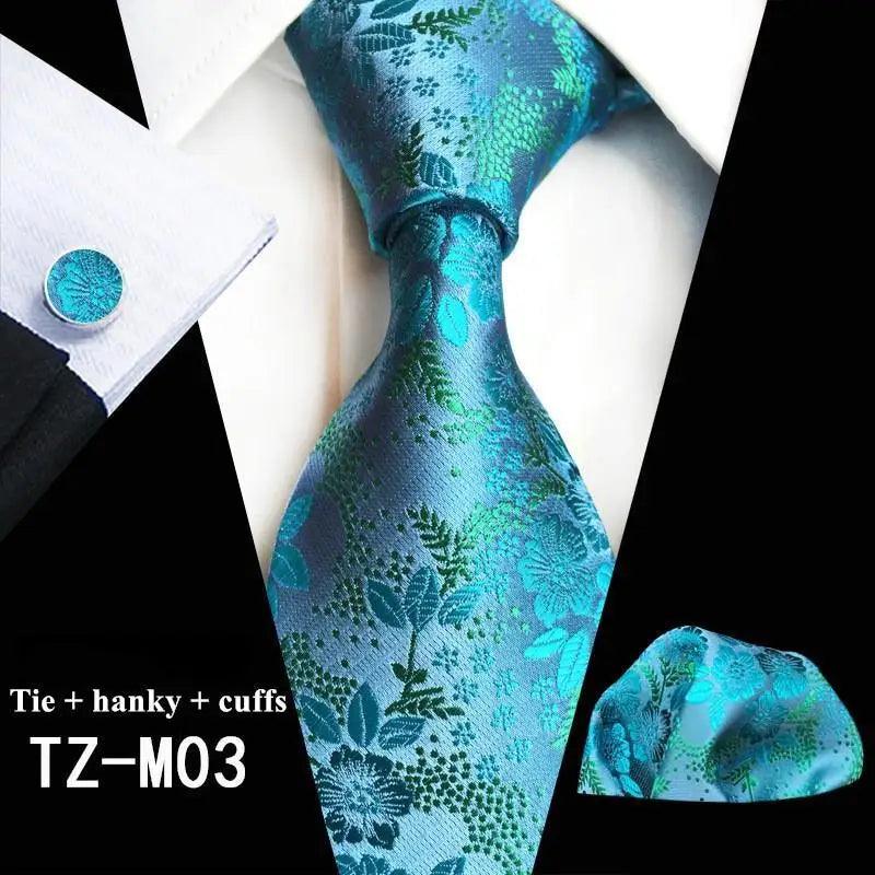 Floral Silk Necktie & Cufflink Set for Men - Luzilly Bridal & Apparel