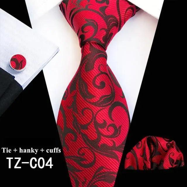Floral Silk Necktie & Cufflink Set for Men - Luzilly Bridal & Apparel