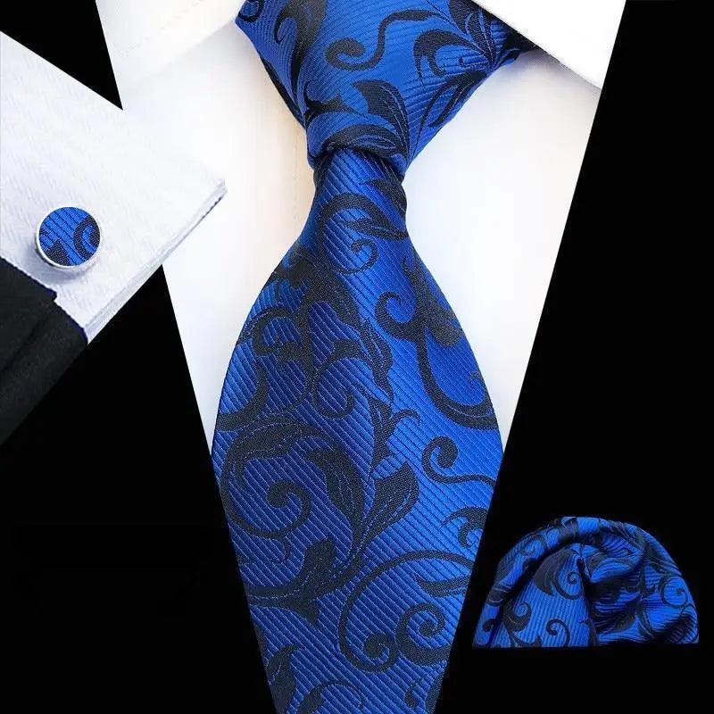 Floral Silk Necktie & Cufflink Set for Men - Luzilly Bridal & Apparel