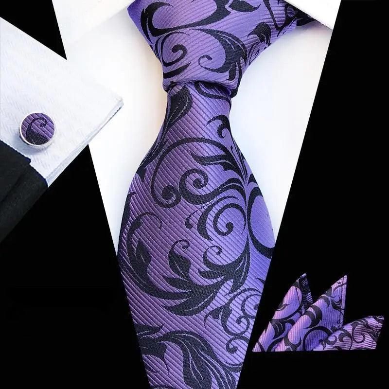 Floral Silk Necktie & Cufflink Set for Men - Luzilly Bridal & Apparel