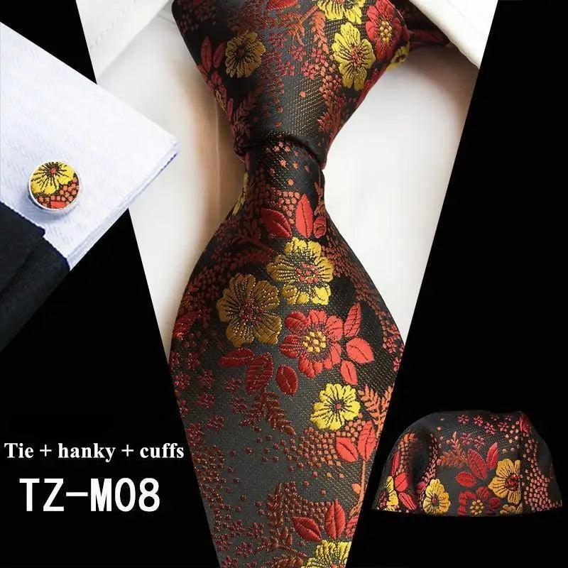 Floral Silk Necktie & Cufflink Set for Men - Luzilly Bridal & Apparel
