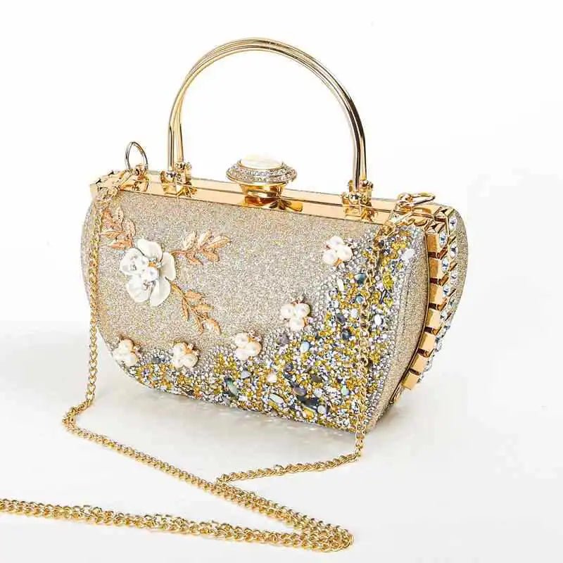 Flower Crystal Jacquard Clutch - Luzilly Bridal & Apparel
