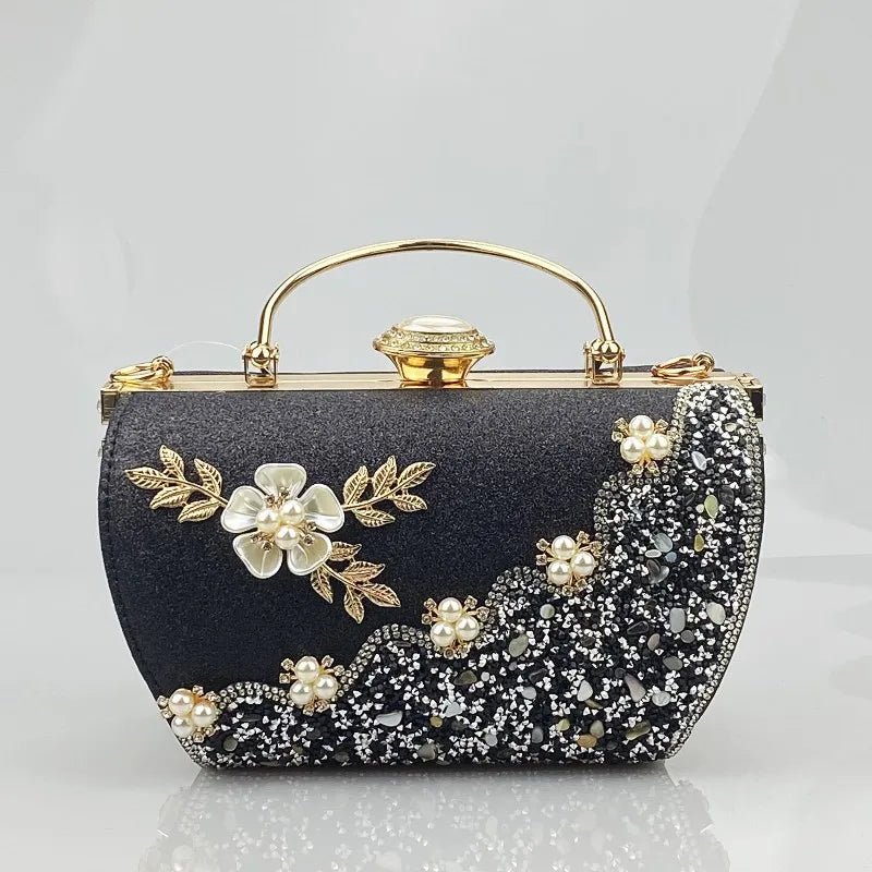 Flower Crystal Jacquard Clutch - Luzilly Bridal & Apparel
