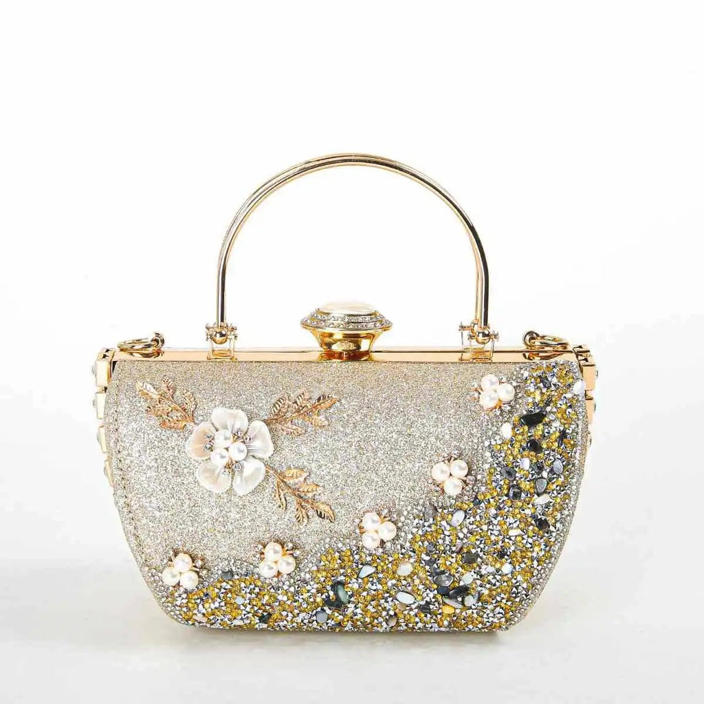 Flower Crystal Jacquard Clutch - Luzilly Bridal & Apparel
