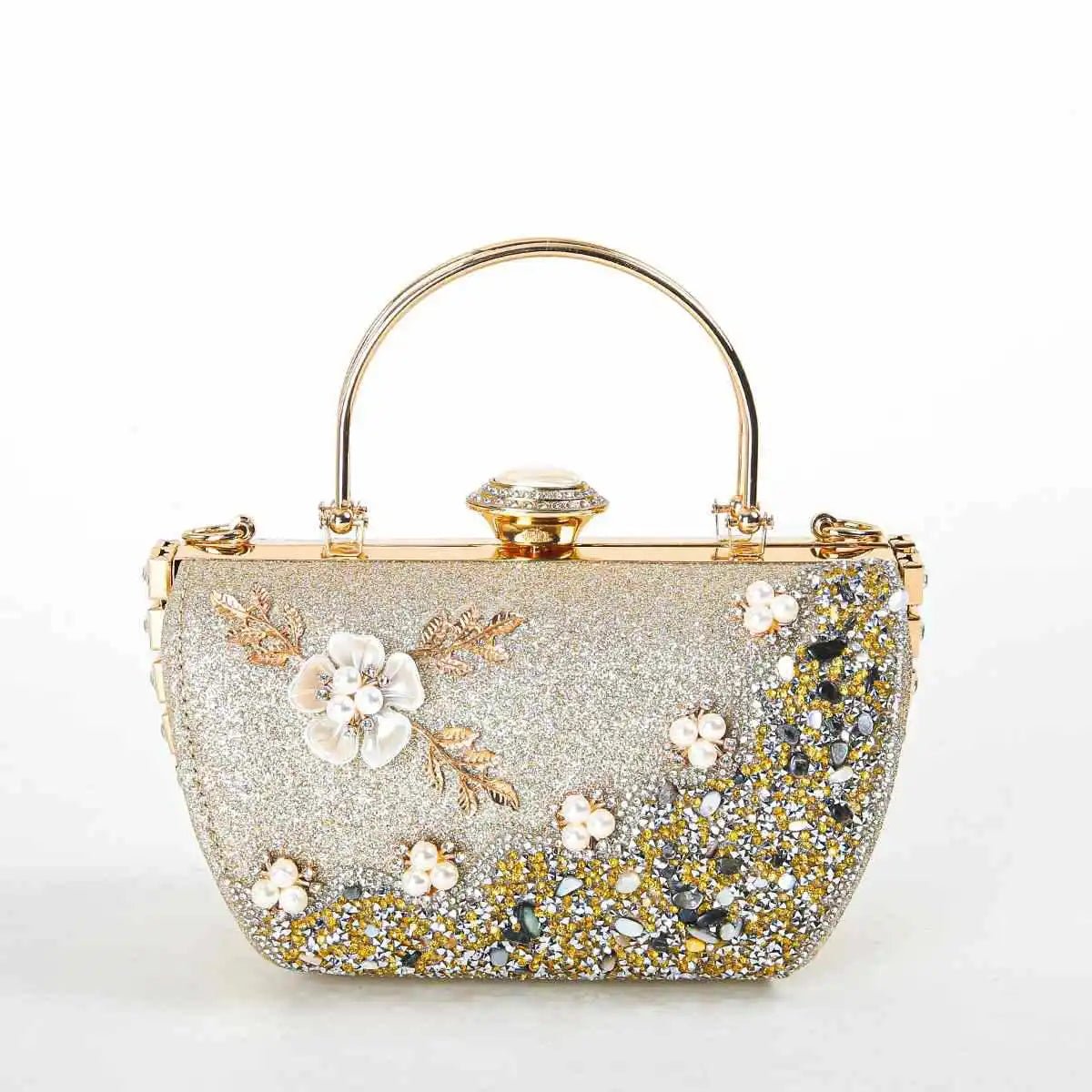 Flower Crystal Jacquard Clutch - Luzilly Bridal & Apparel