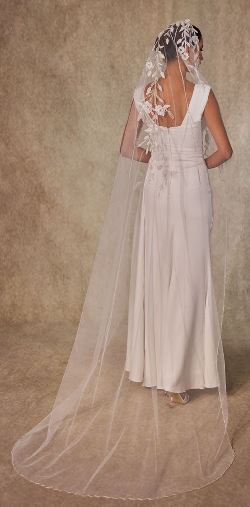 Flower Embroidered Wedding Veil - Luzilly Bridal & Apparel