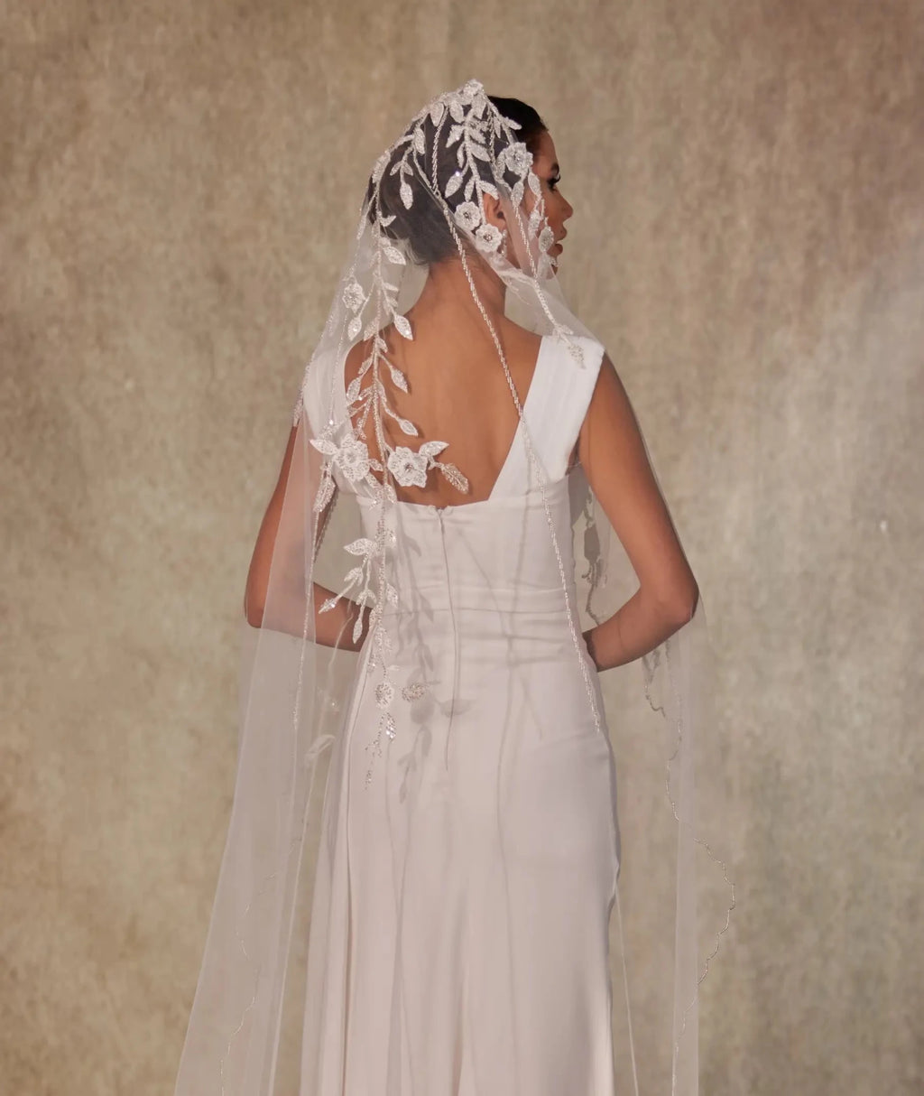 Flower Embroidered Wedding Veil - Luzilly Bridal & Apparel
