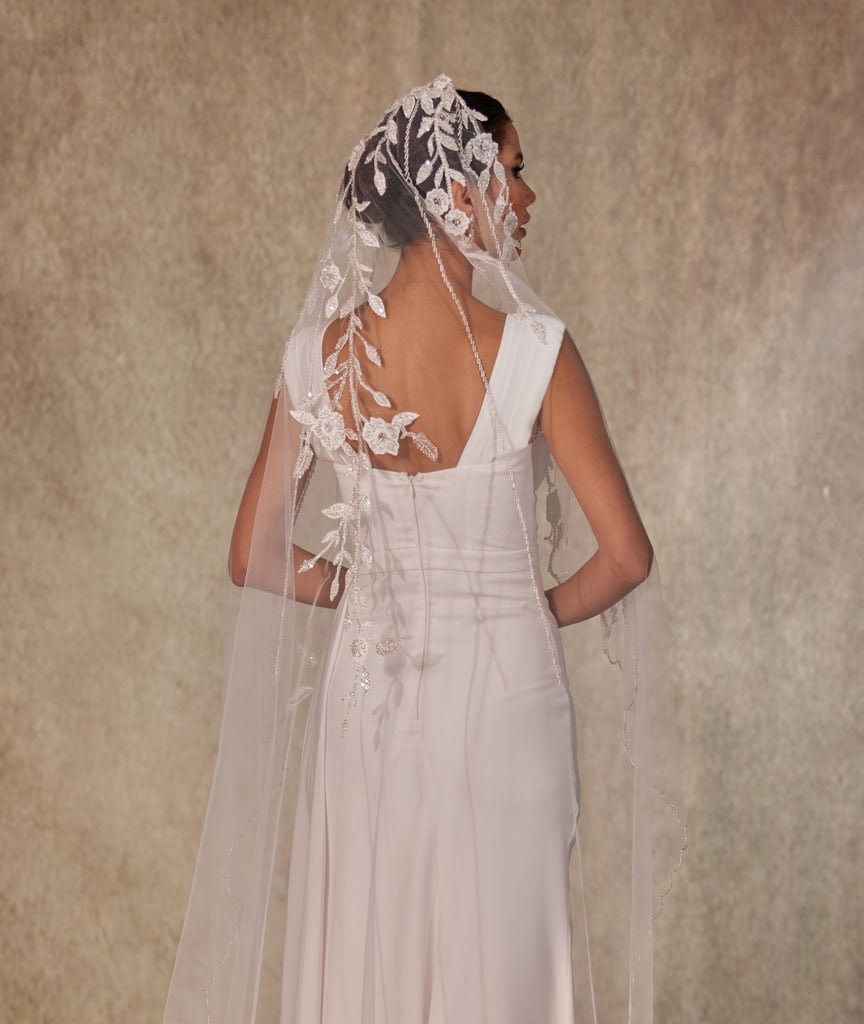 Flower Embroidered Wedding Veil - Luzilly Bridal & Apparel