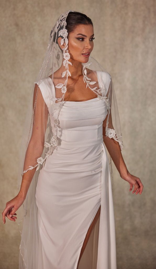 Flower Embroidered Wedding Veil - Luzilly Bridal & Apparel