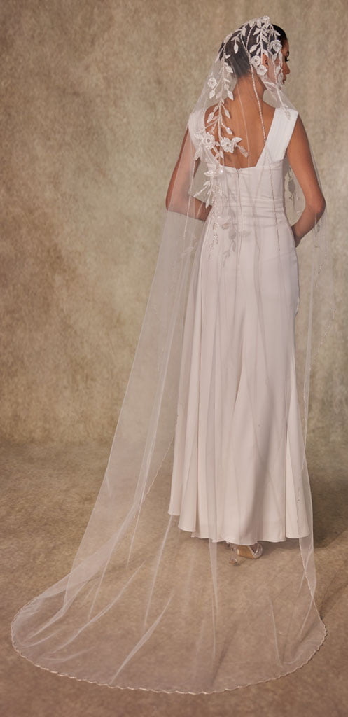 Flower Embroidered Wedding Veil - Luzilly Bridal & Apparel