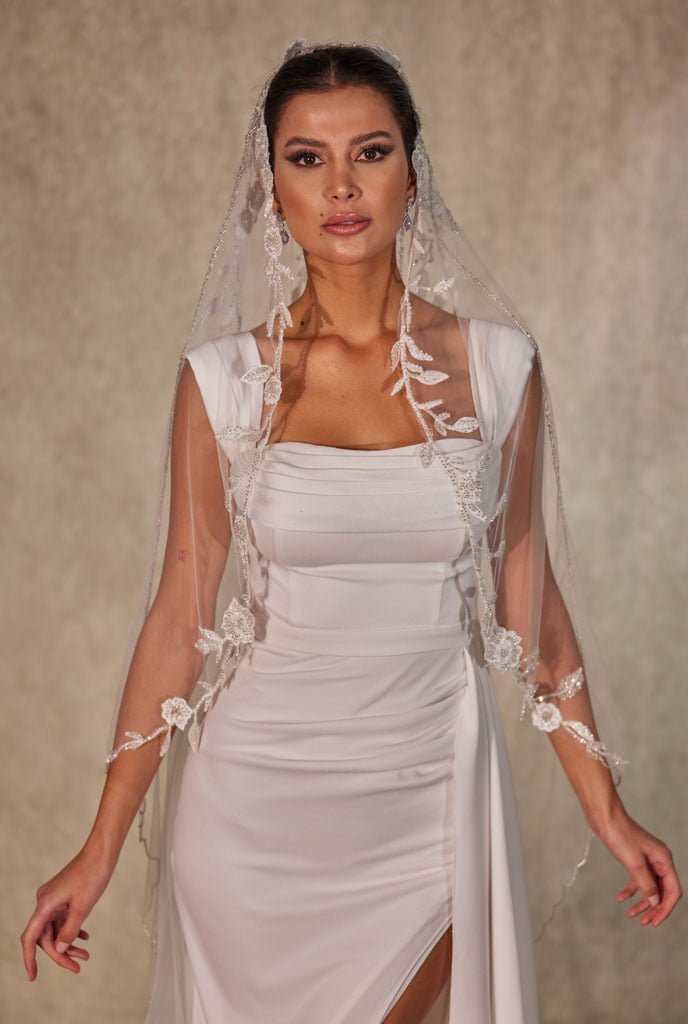 Flower Embroidered Wedding Veil - Luzilly Bridal & Apparel