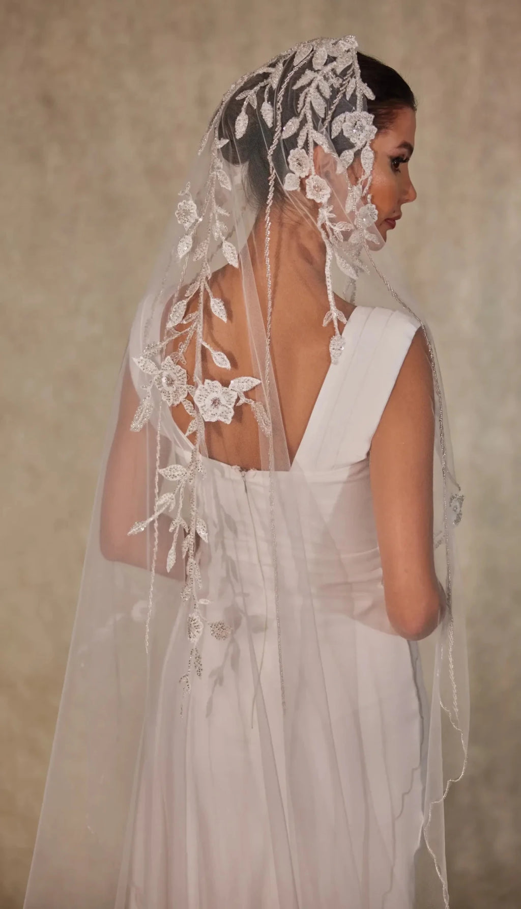 Flower Embroidered Wedding Veil - Luzilly Bridal & Apparel