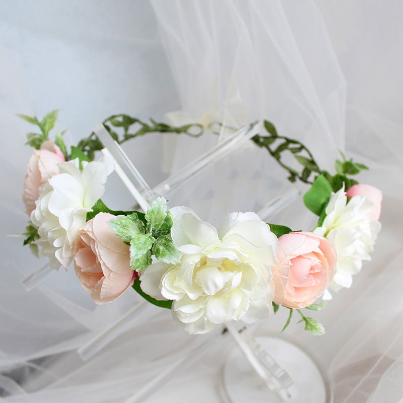 Flower garland handmade simulation flower ribbon hair accessory fresh wedding photography flower garland headwear - Luzilly Bridal & Apparel