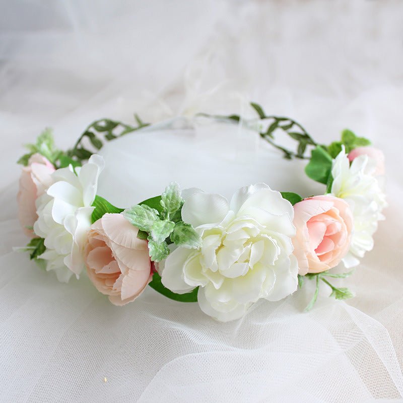 Flower garland handmade simulation flower ribbon hair accessory fresh wedding photography flower garland headwear - Luzilly Bridal & Apparel