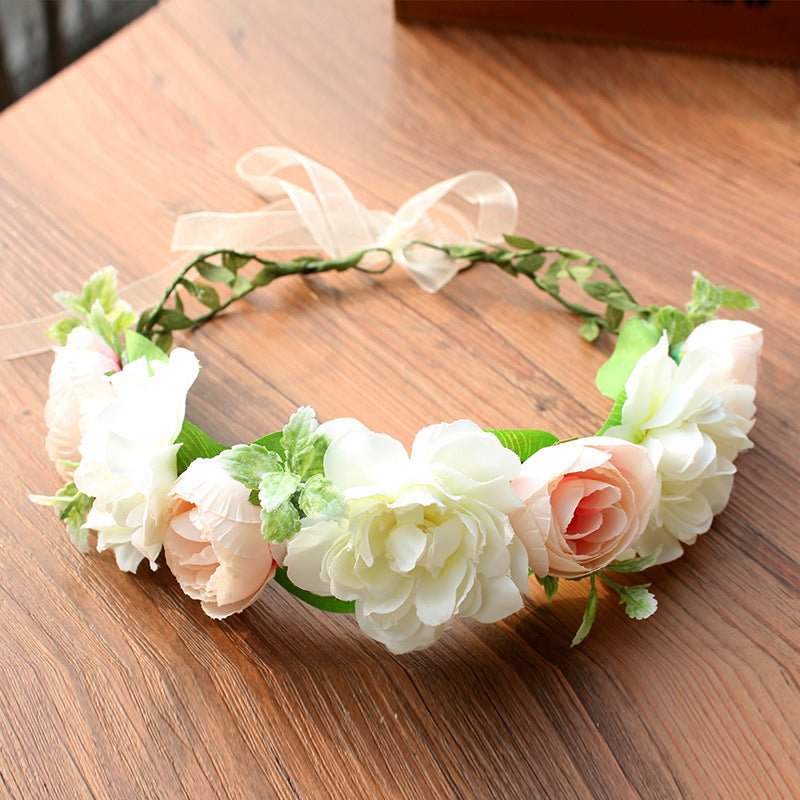 Flower garland handmade simulation flower ribbon hair accessory fresh wedding photography flower garland headwear - Luzilly Bridal & Apparel