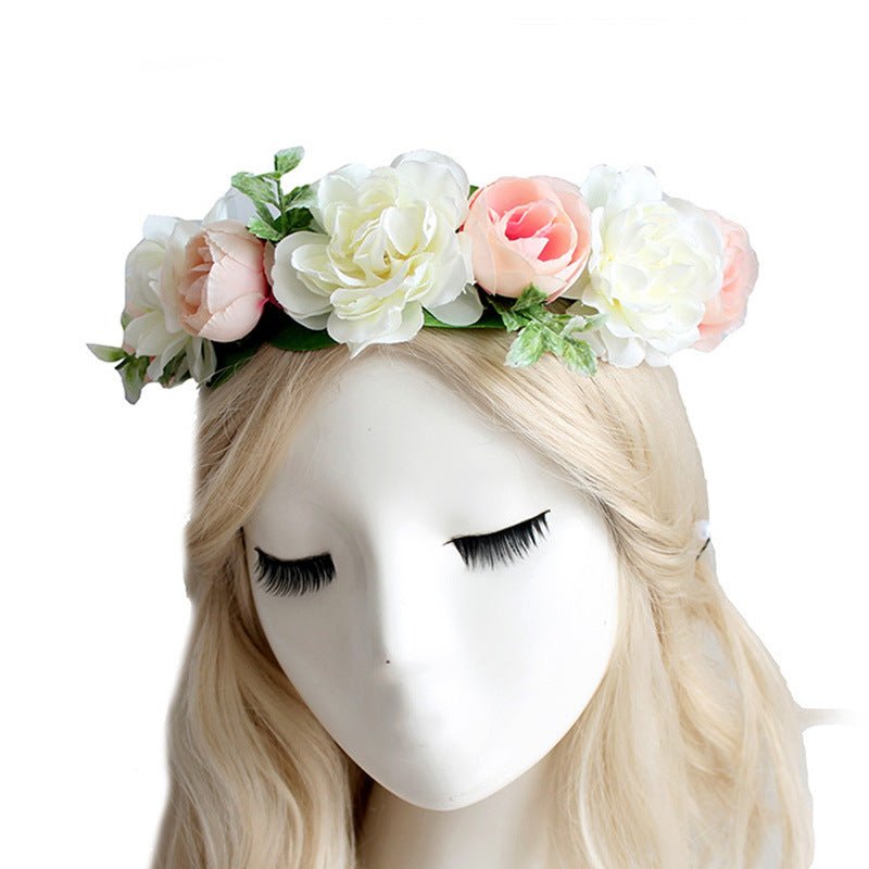 Flower garland handmade simulation flower ribbon hair accessory fresh wedding photography flower garland headwear - Luzilly Bridal & Apparel