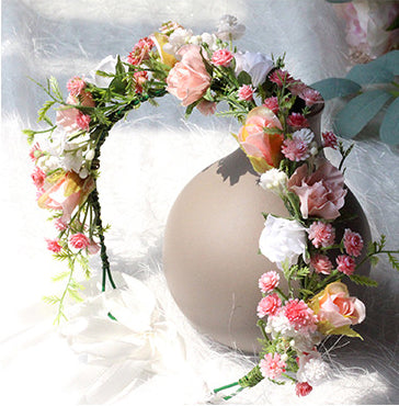 Flower garland headpiece simulation flower starry sky children's headband bride hair accessories photo shoot wearing flower garland female - Luzilly Bridal & Apparel