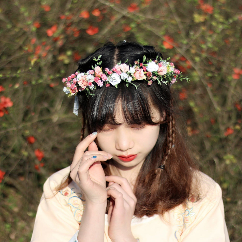 Flower garland headpiece simulation flower starry sky children's headband bride hair accessories photo shoot wearing flower garland female - Luzilly Bridal & Apparel
