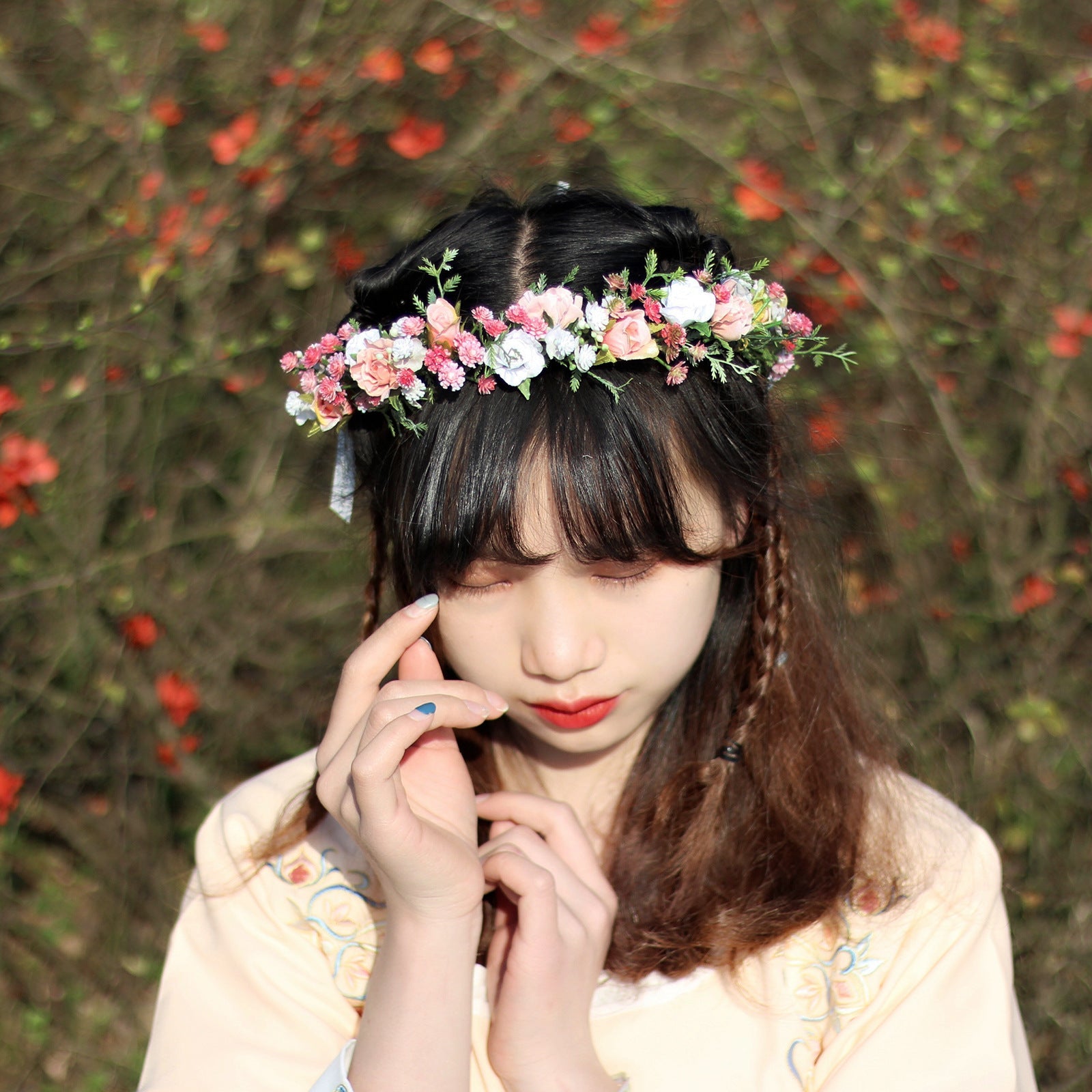 Flower garland headpiece simulation flower starry sky children's headband bride hair accessories photo shoot wearing flower garland female - Luzilly Bridal & Apparel