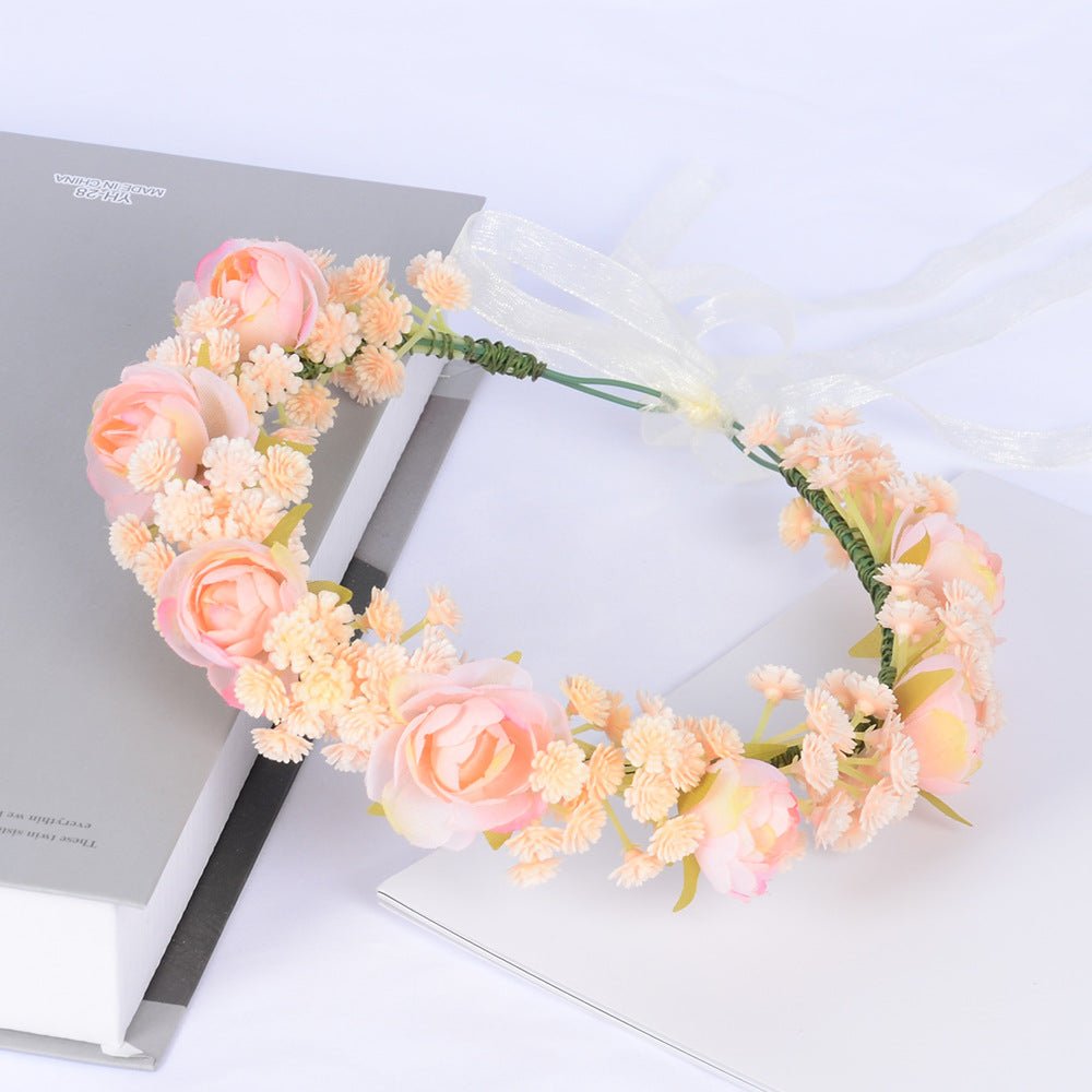 Flower garland headpiece simulation starry sky flower bud hair accessory children's bride flower wreath female - Luzilly Bridal & Apparel