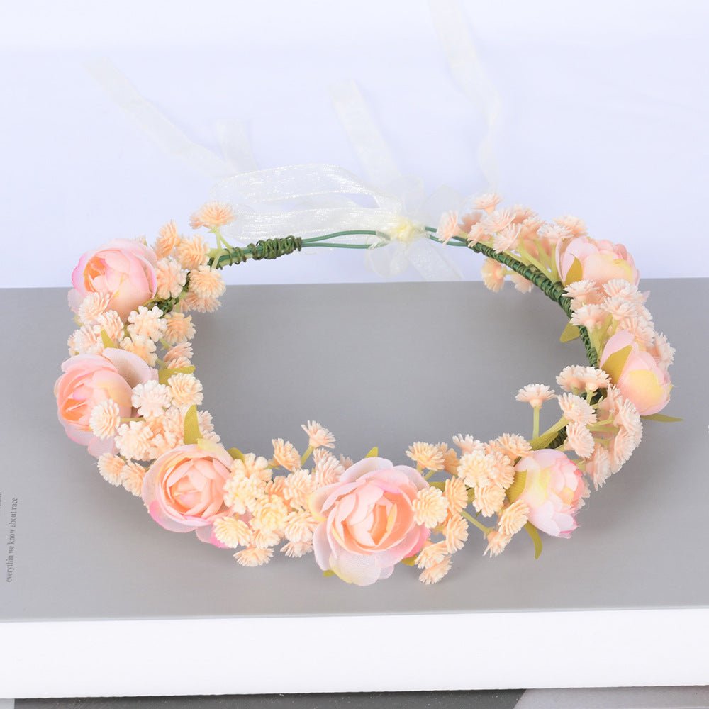 Flower garland headpiece simulation starry sky flower bud hair accessory children's bride flower wreath female - Luzilly Bridal & Apparel